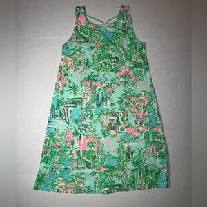 Lilly Pulitzer Green and Pink Midi Dress